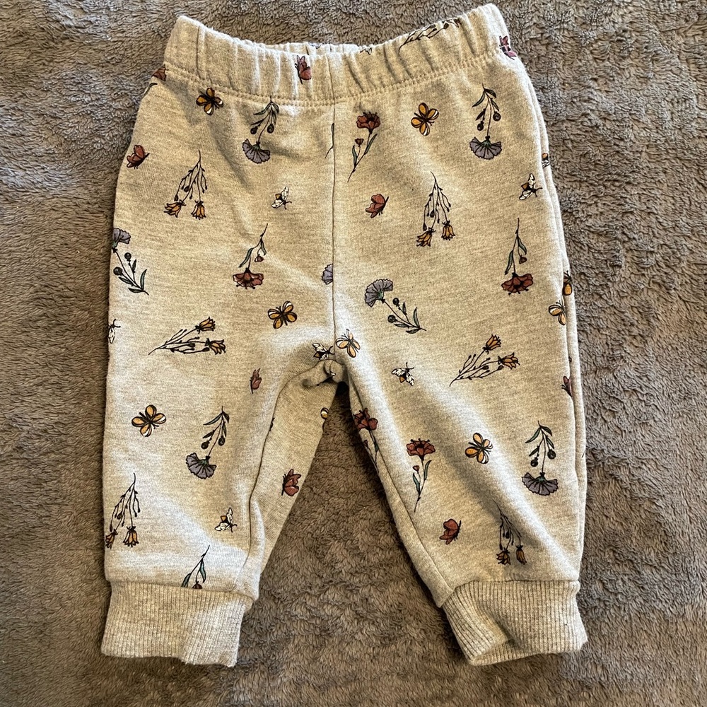 Gray Baby Floral Sweat Pants